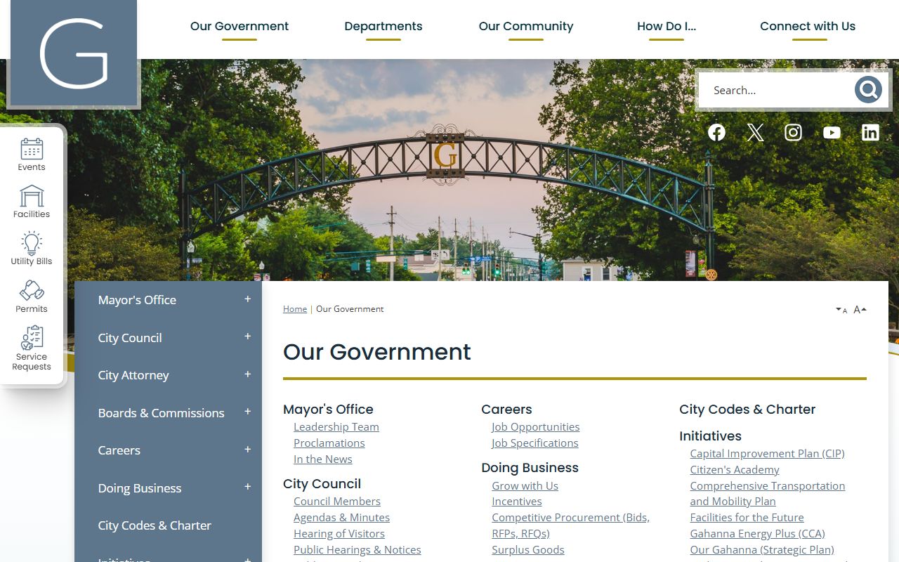 Gahanna residents directory city government page