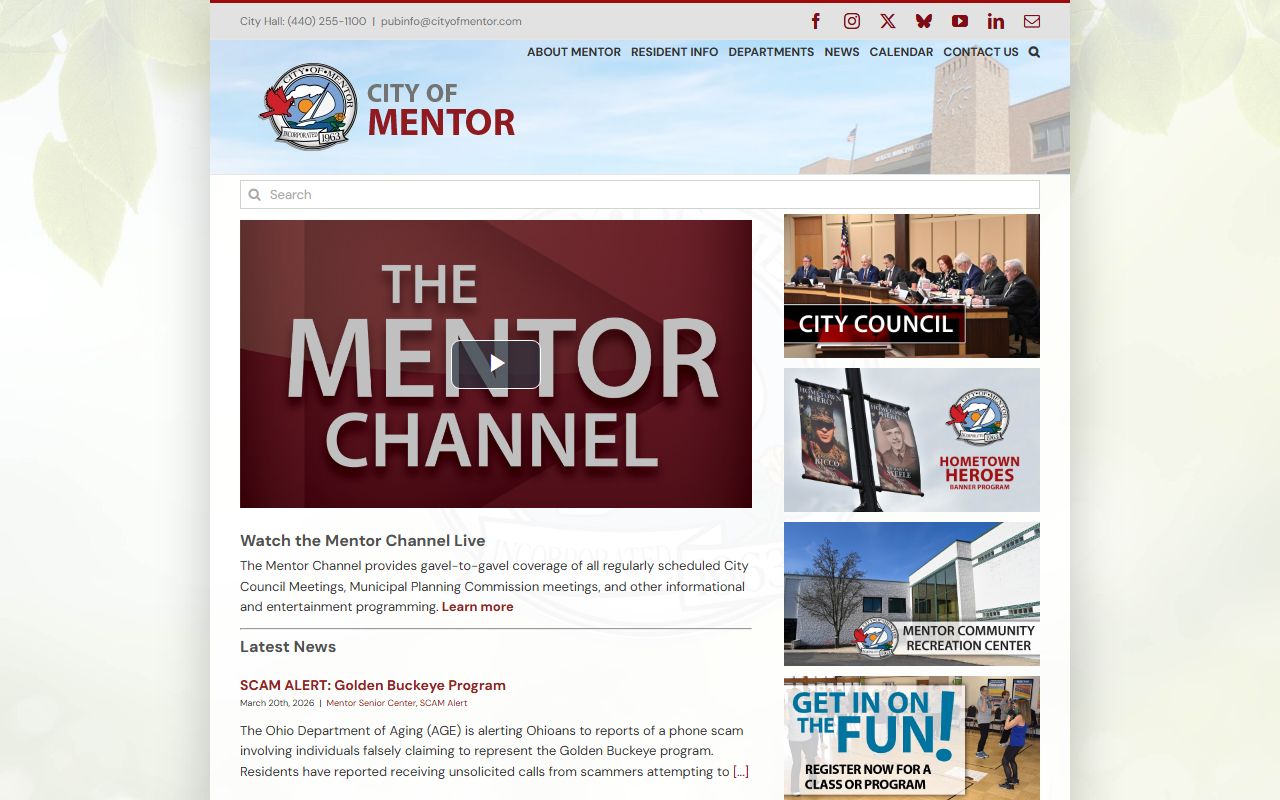 Mentor residents directory official city website