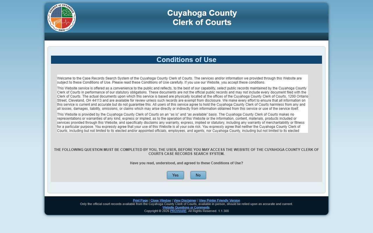 Cuyahoga County residents directory court docket search
